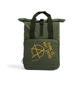 Olive Green Punk Is Not Dead Roll Top Rucksack