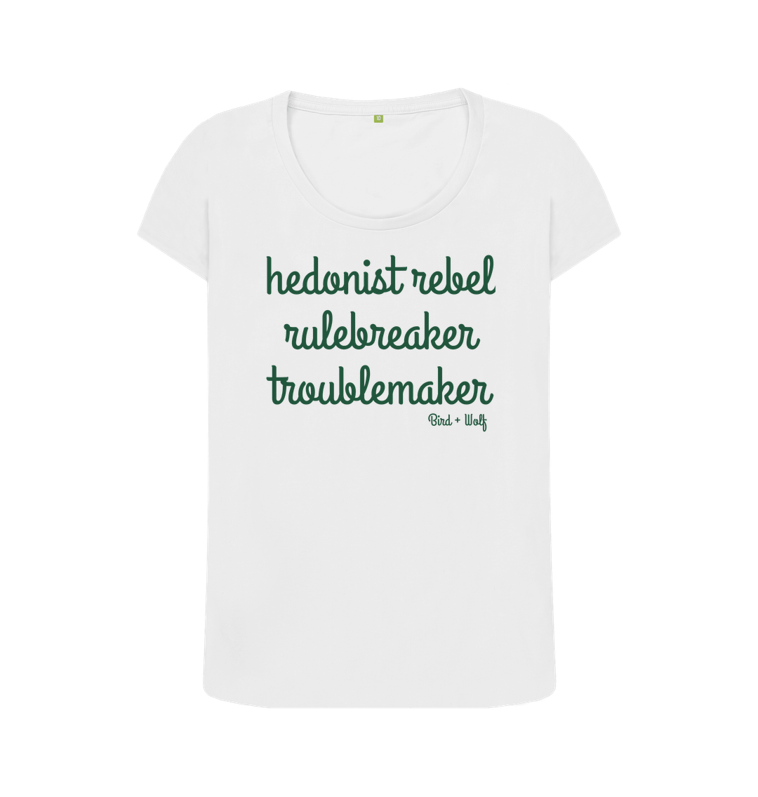 White Hedonist Rebel Scoop Neck Tee