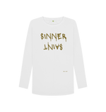 White Printed Long Sleeve T Shirt Front