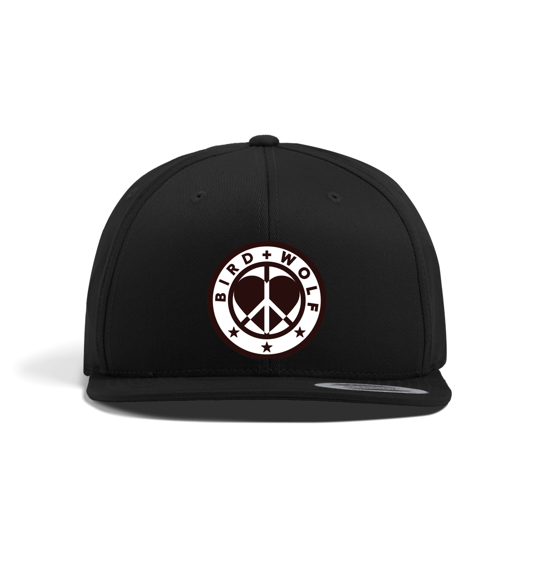 Black Bird + Wolf Logo Black Snap Back Cap