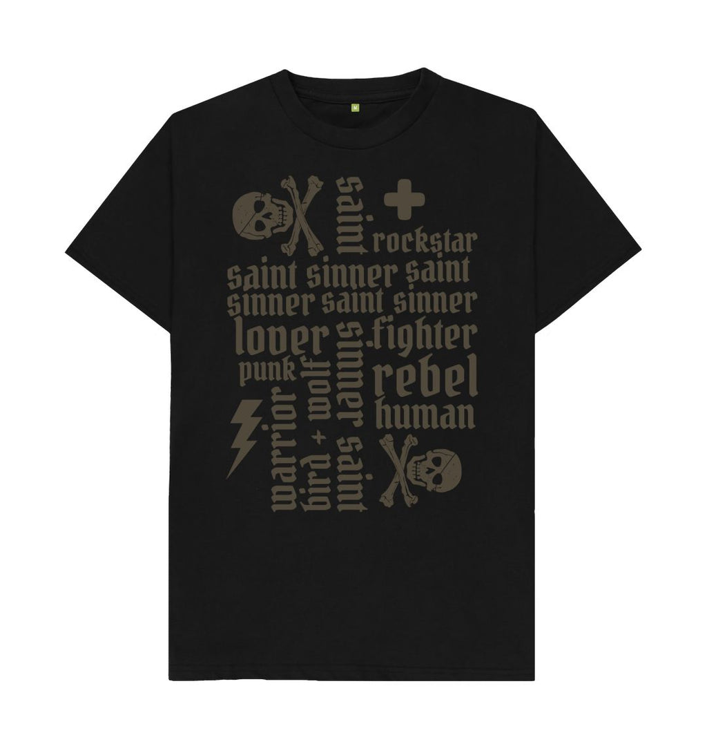 Black Sinner Saint + More Classic Tee (Khaki Lettering)