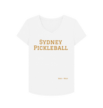 White Sydney Pickleball V Neck Tee