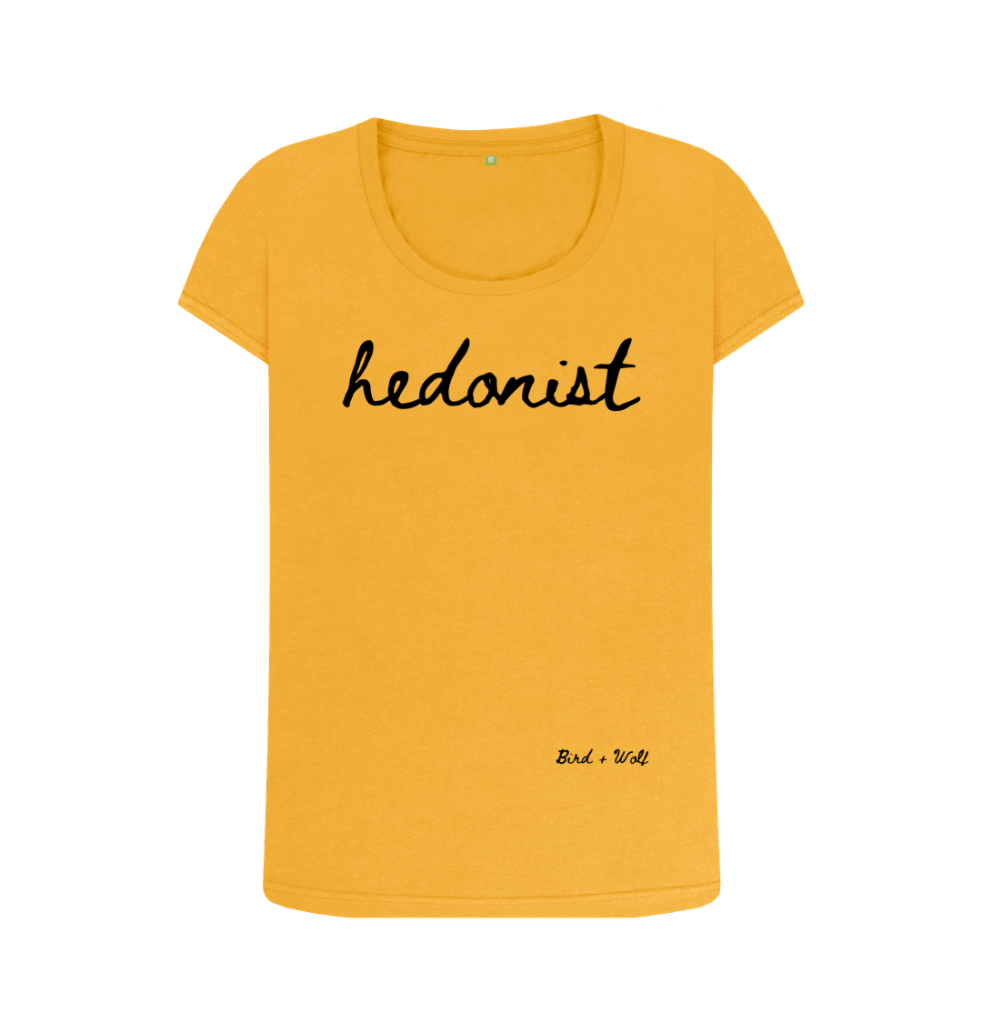 Mustard Hedonist Scoop Neck Tee (Italics)