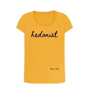 Mustard Hedonist Scoop Neck Tee (Italics)