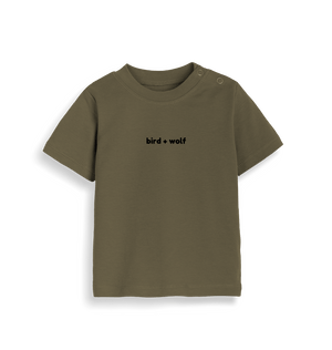 Organic Camouflage Green Bird + Wolf Baby Tee