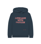 Navy Blue Approach With Caution Kids Cosy Hoodie.