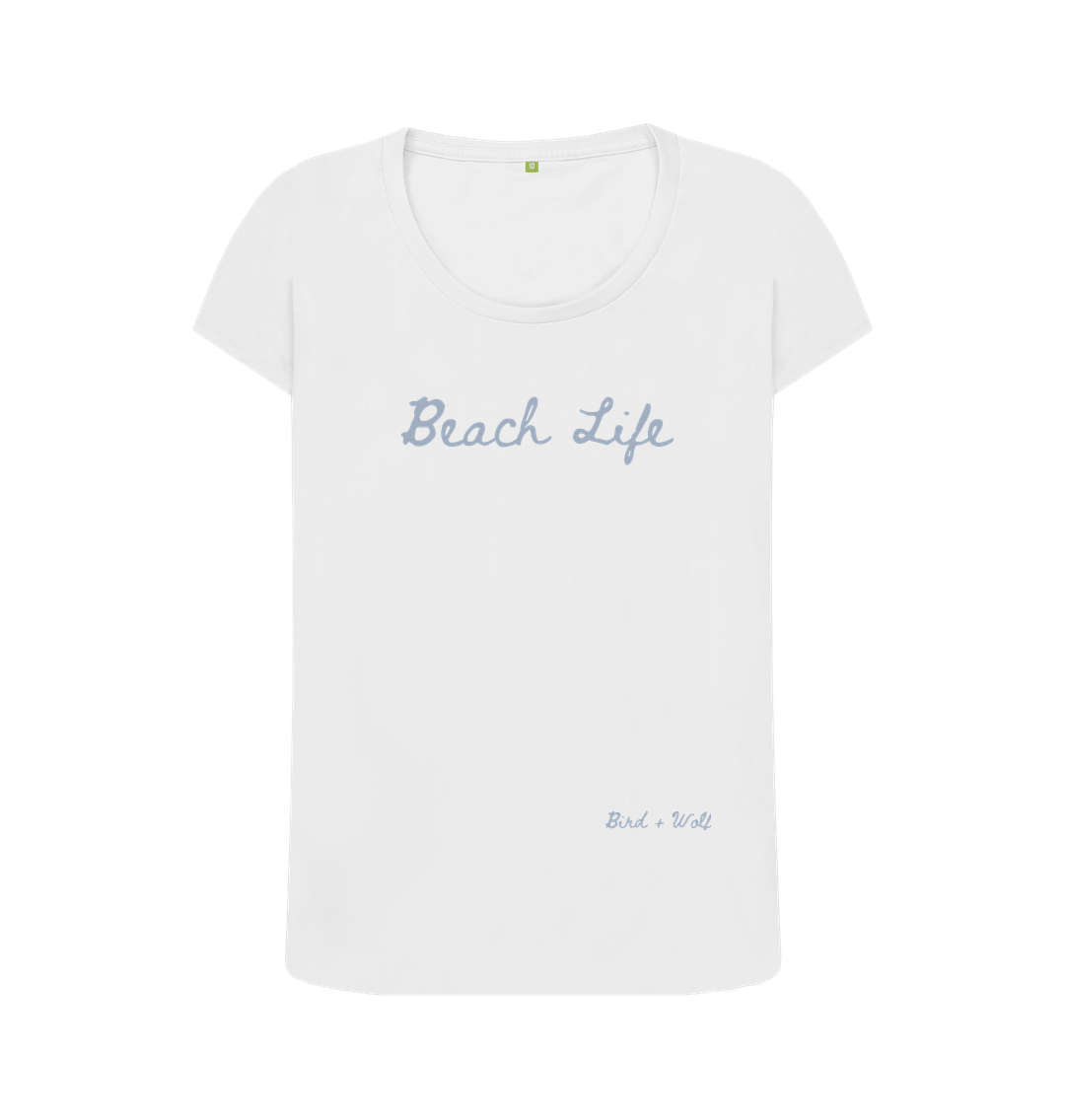 White Beach Life Scoop Neck Tee