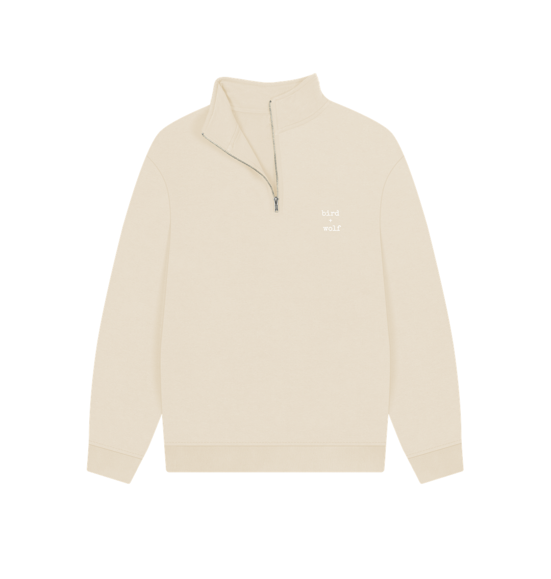 Oat Bird + Wolf Quarter Zip Cosy Sweatshirt (GENDER NEUTRAL)