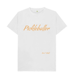 White Pickleballer Classic Tee (Orange Lettering)