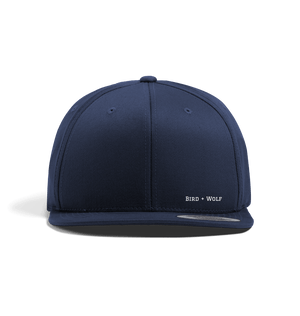 Navy Bird + Wolf Snap Back Cap (White Lettering)