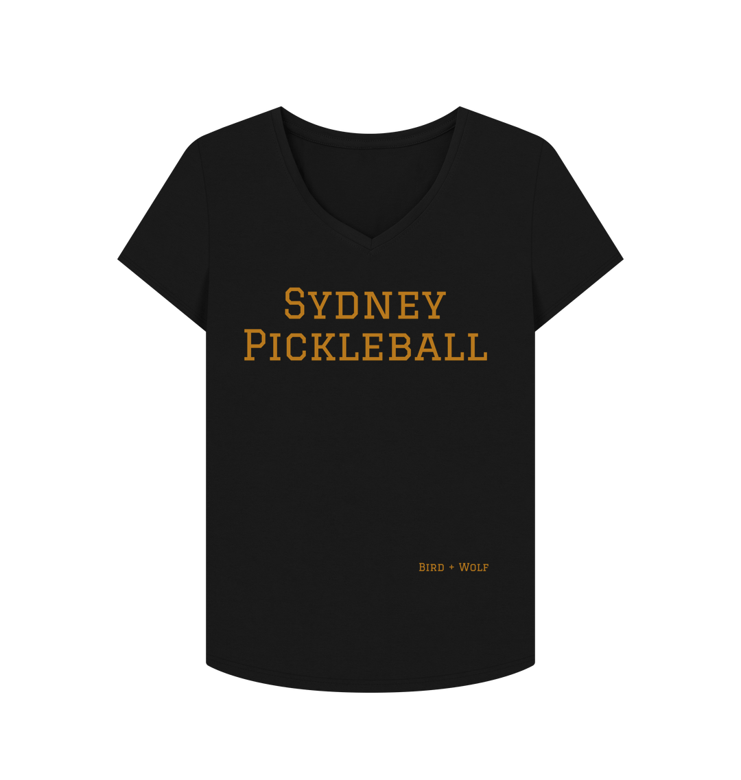 Black Sydney Pickleball V Neck Tee