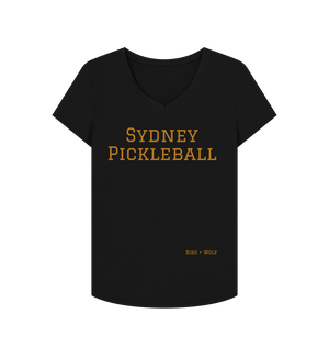 Black Sydney Pickleball V Neck Tee