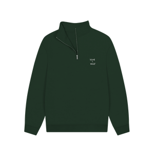 Evergreen Bird + Wolf Quarter Zip Cosy Sweatshirt (GENDER NEUTRAL)