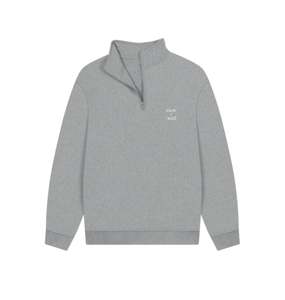 Athletic Grey Bird + Wolf Quarter Zip Cosy Sweatshirt (GENDER NEUTRAL)