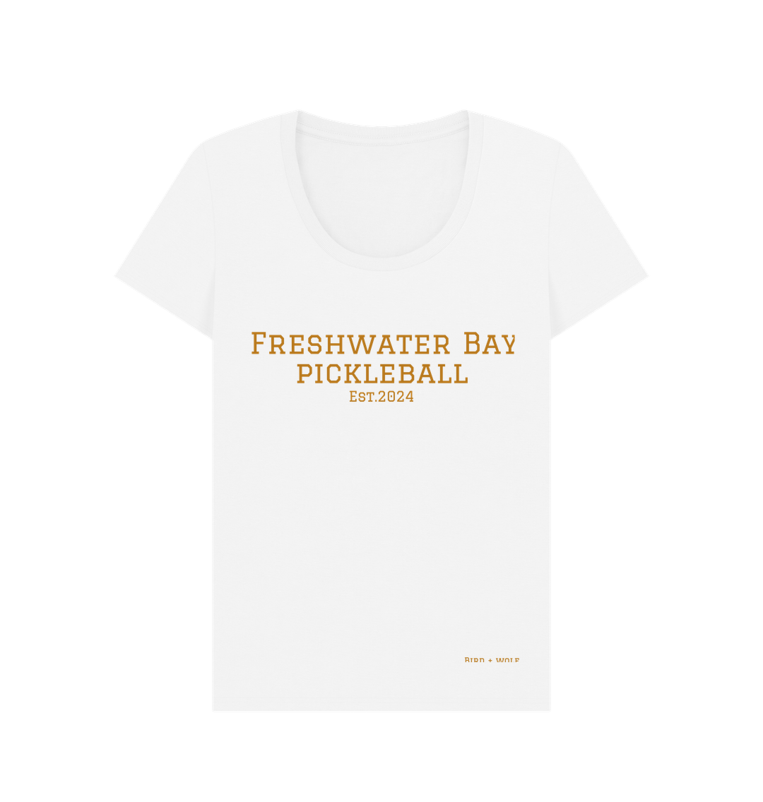 White Freshwater Bay Pickleball Scoop Neck Tee