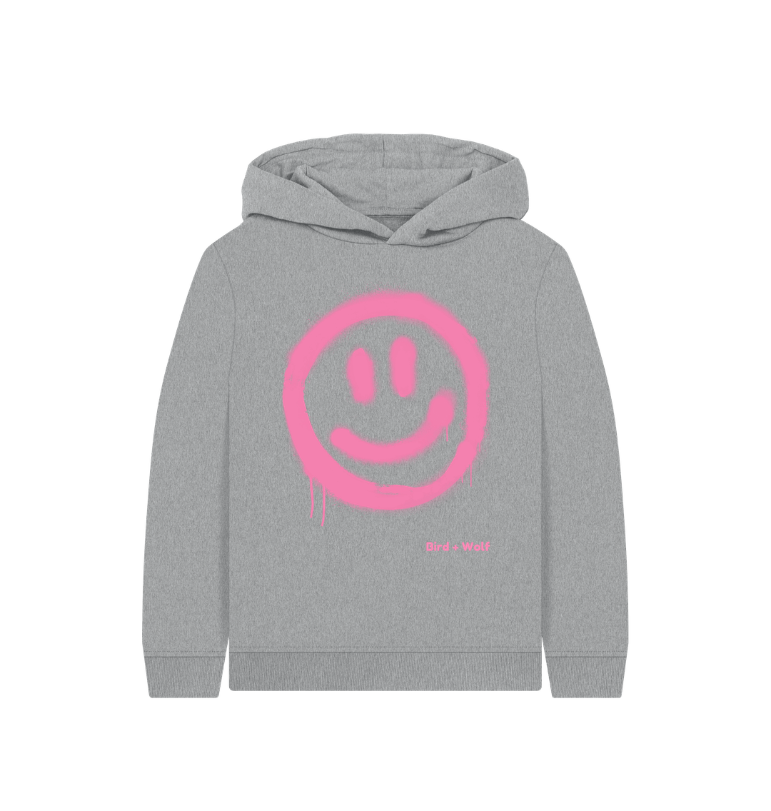 Athletic Grey Smiley Face Kids Hoodie