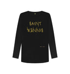 Black Saint Sinner Long Sleeve Tee (Gold Lettering)