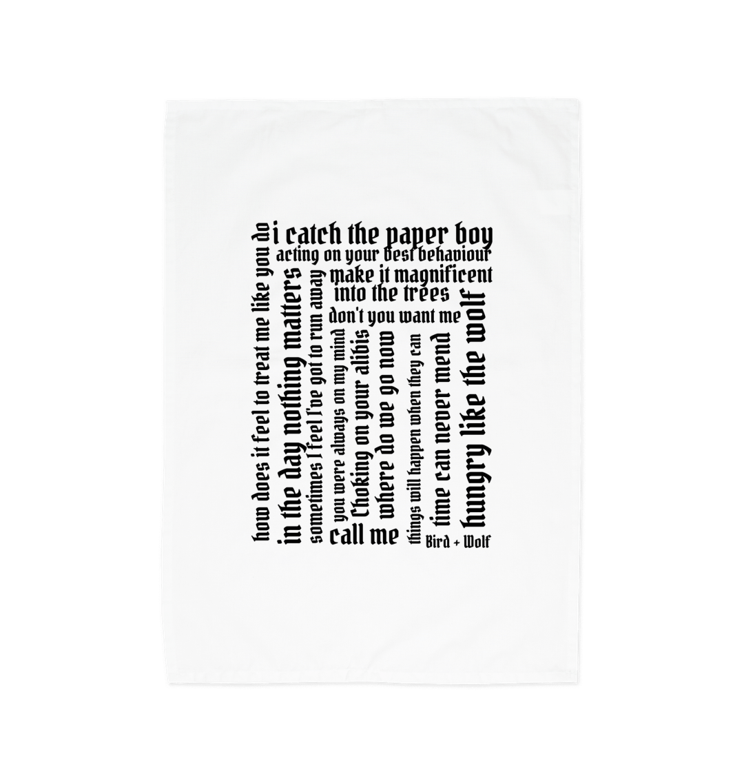 White Lyrical Tea Towel