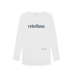 White Printed Long Sleeve T Shirt Front
