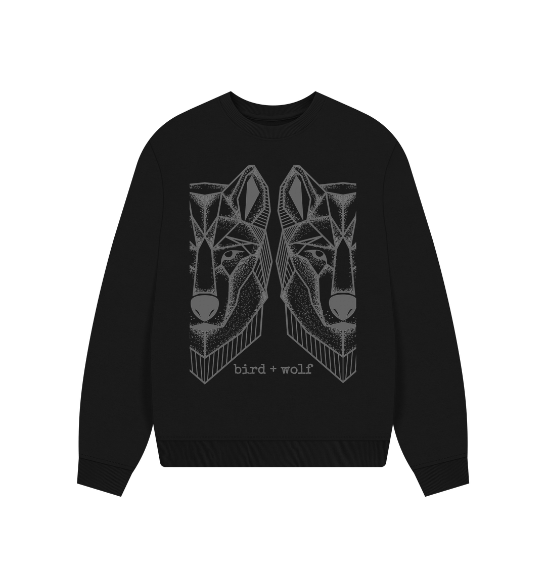 Black Wolves Oversized Sweatshirt (Grey Lettering)