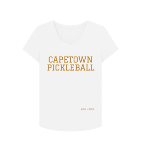 White Capetown Pickleball V Neck Tee