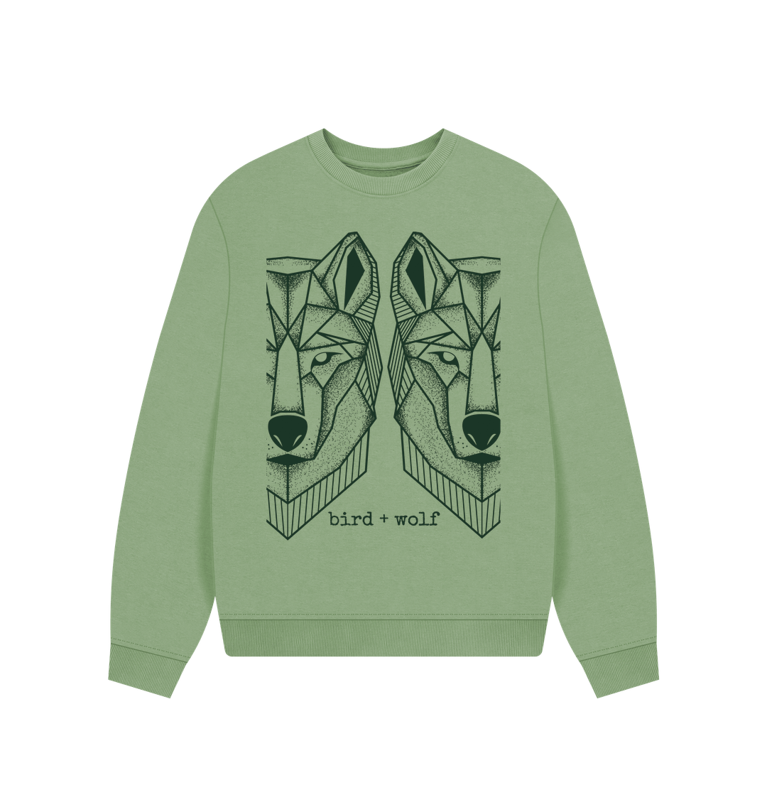 Sage Wolves Oversized Sweatshirt (Green Lettering)