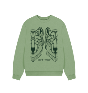 Sage Wolves Oversized Sweatshirt (Green Lettering)