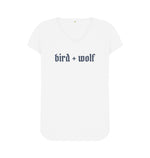 White Bird + Wolf V Neck Tee (Gothic Lettering)