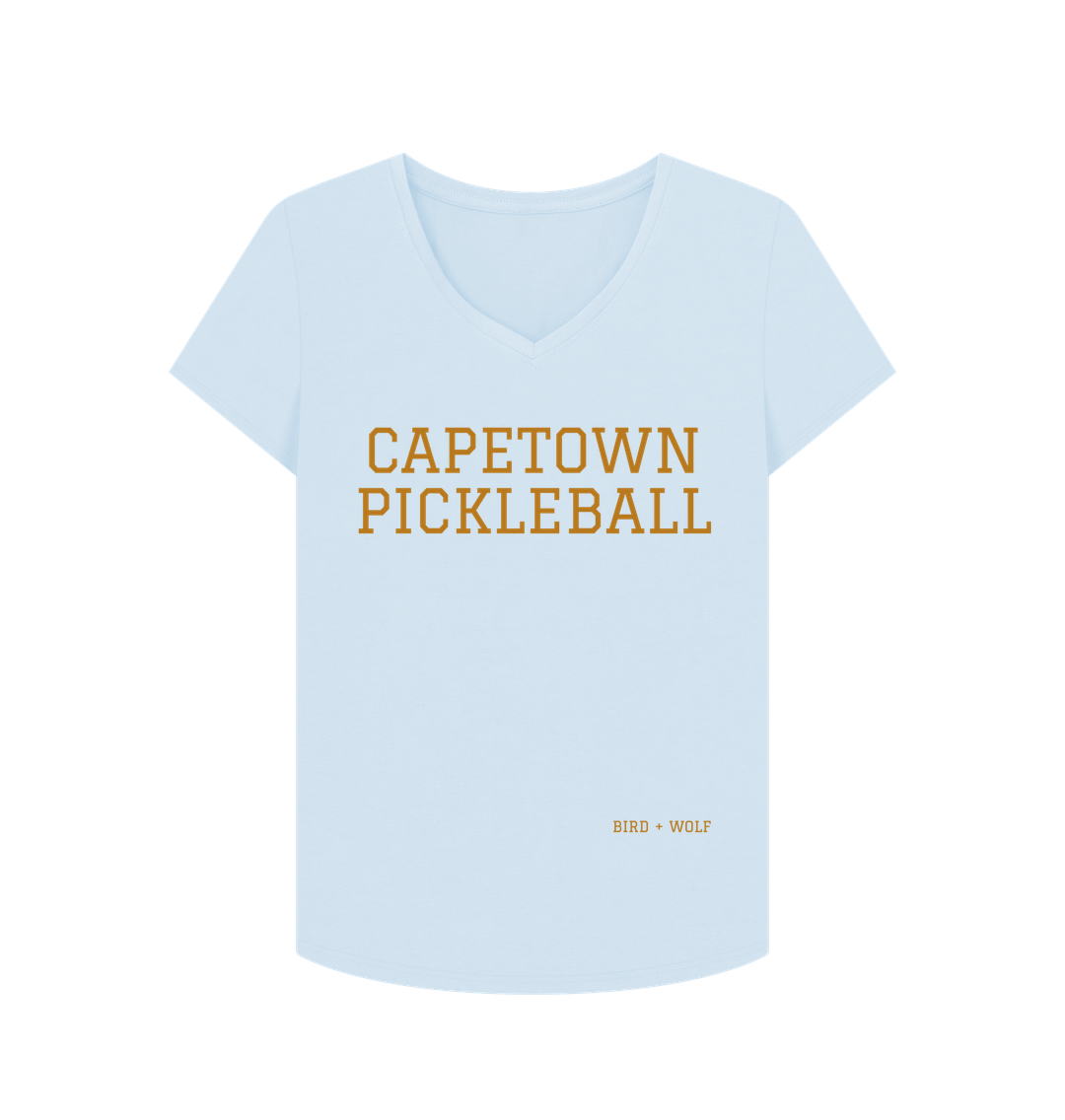 Sky Blue Capetown Pickleball V Neck Tee