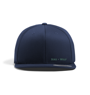 Navy Bird + Wolf Snap Back Cap (Green Lettering)