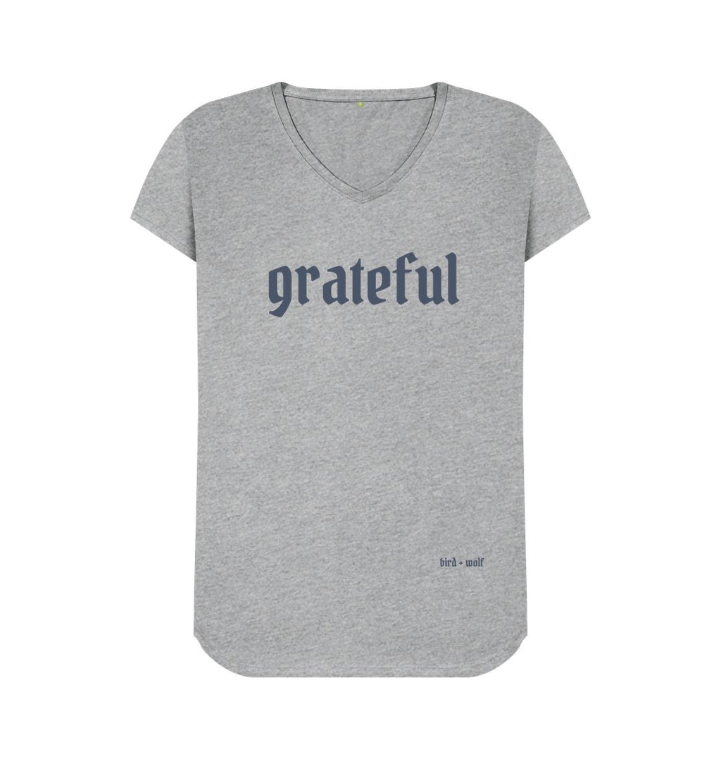 Athletic Grey Grateful V Neck Tee