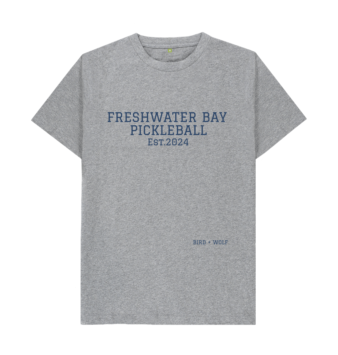 Athletic Grey Freshwater Bay Pickleball Classic Tee (Navy Lettering).
