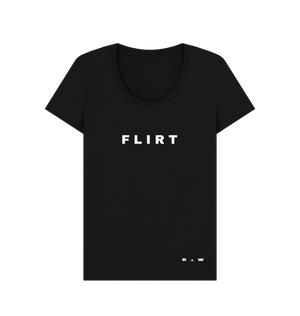 Black Flirt Scoop Neck Tee (White\/Spaced)