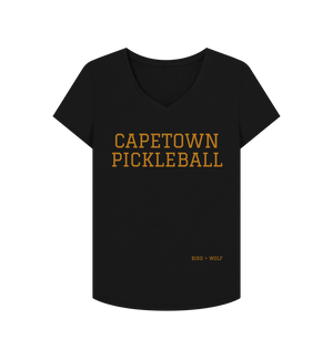 Black Capetown Pickleball V Neck Tee