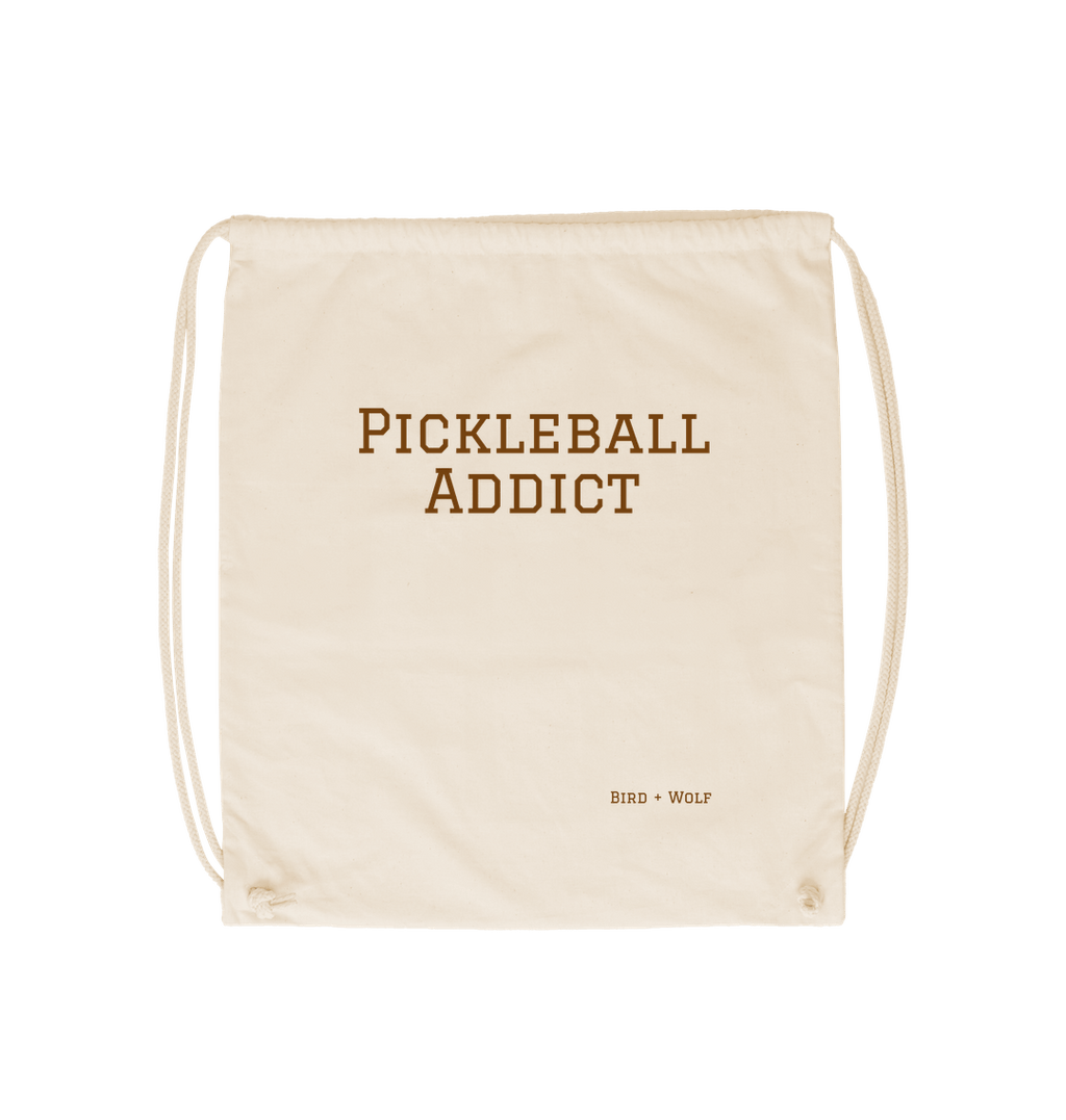 Natural Pickleball Addict Drawstring Bag