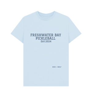 Sky Blue Freshwater Bay Pickleball Classic Tee (Navy Lettering).