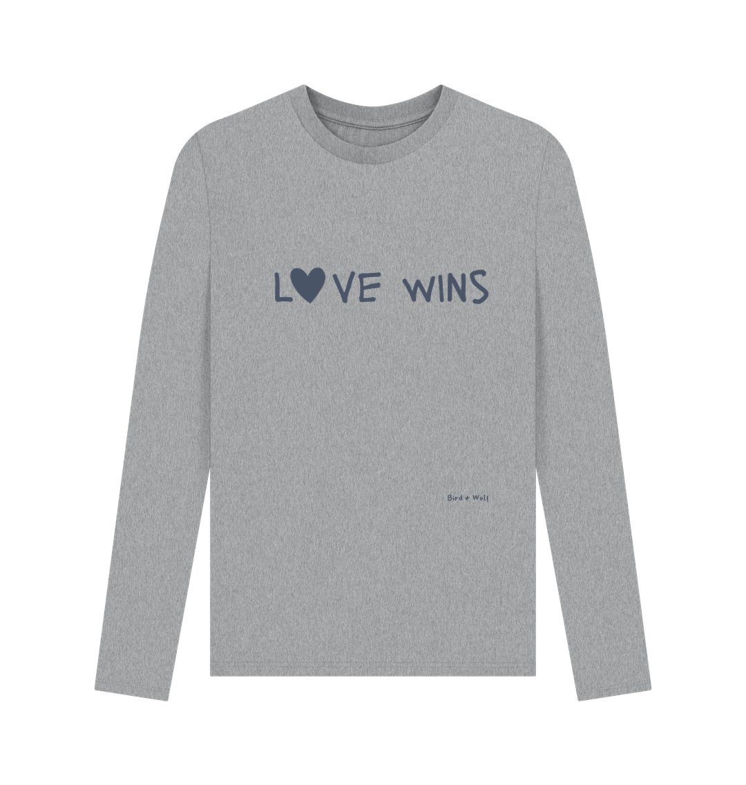 Athletic Grey Love Wins Long Sleeve Top (Mens Sizes)