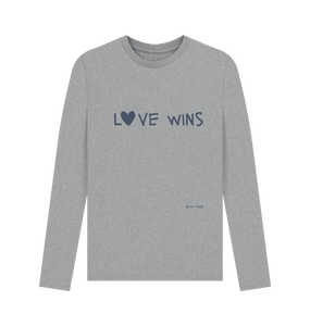 Athletic Grey Love Wins Long Sleeve Top (Mens Sizes)