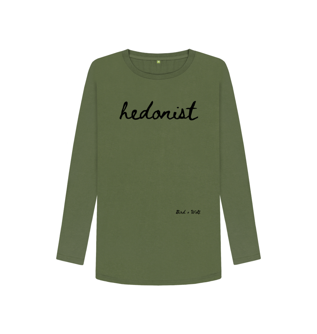 Khaki Hedonist Long Sleeve Tee (Italics)