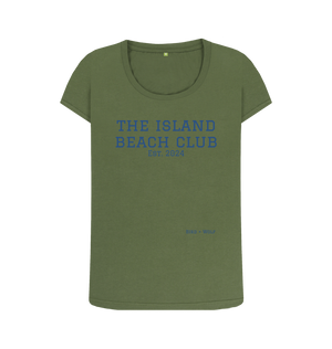 Khaki The Island Beach Club Scoop Neck Tee