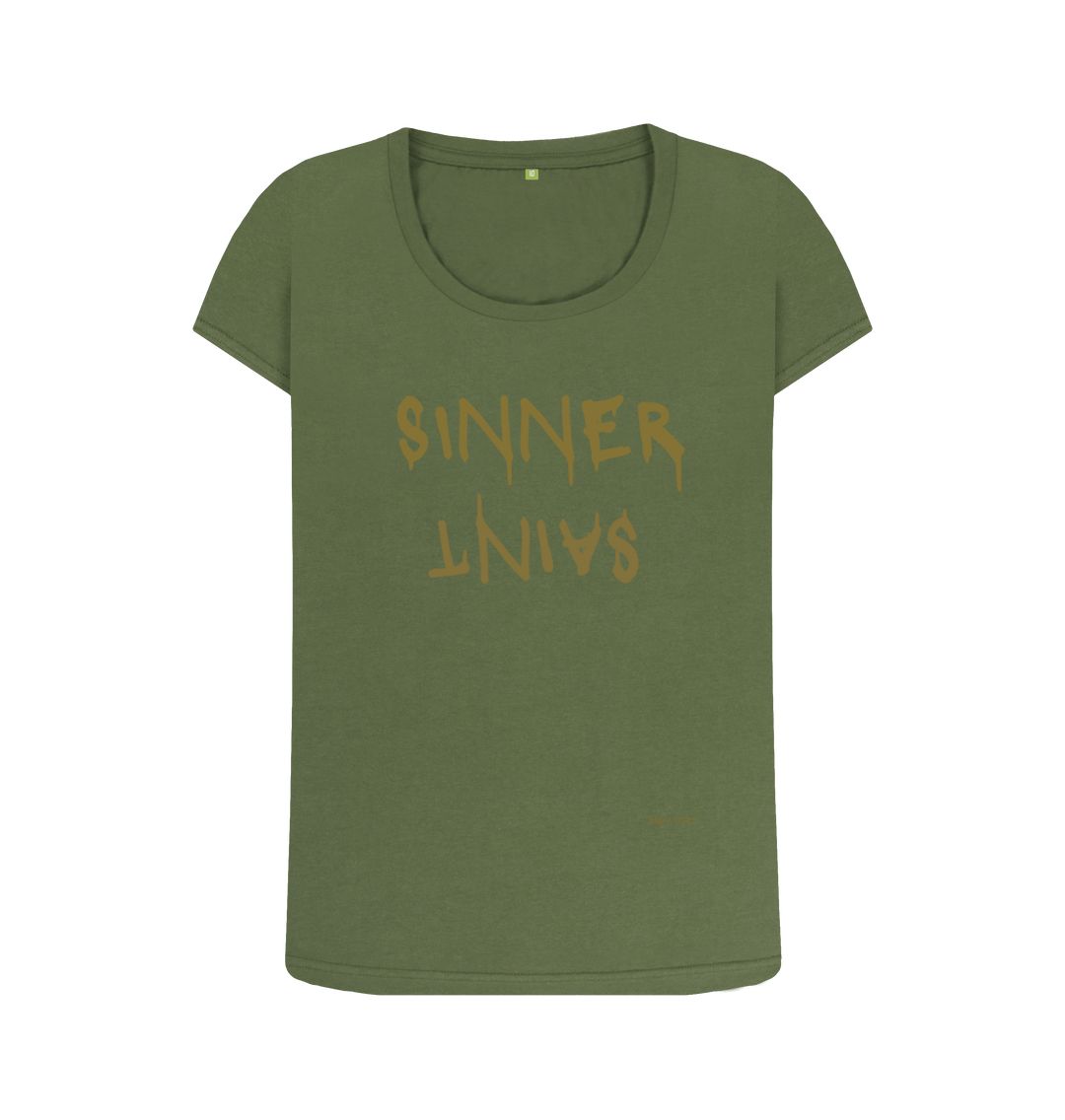 Khaki Sinner Saint Scoop T Shirt