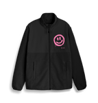 Black Smiley Face Pink Fleece Jacket