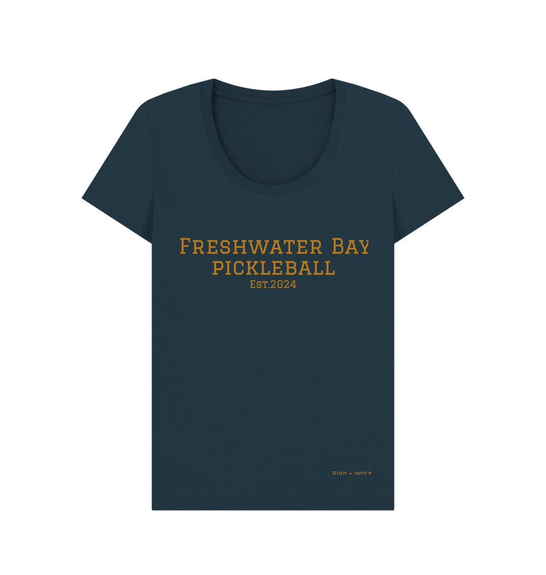 Denim Blue Freshwater Bay Pickleball Scoop Neck Tee