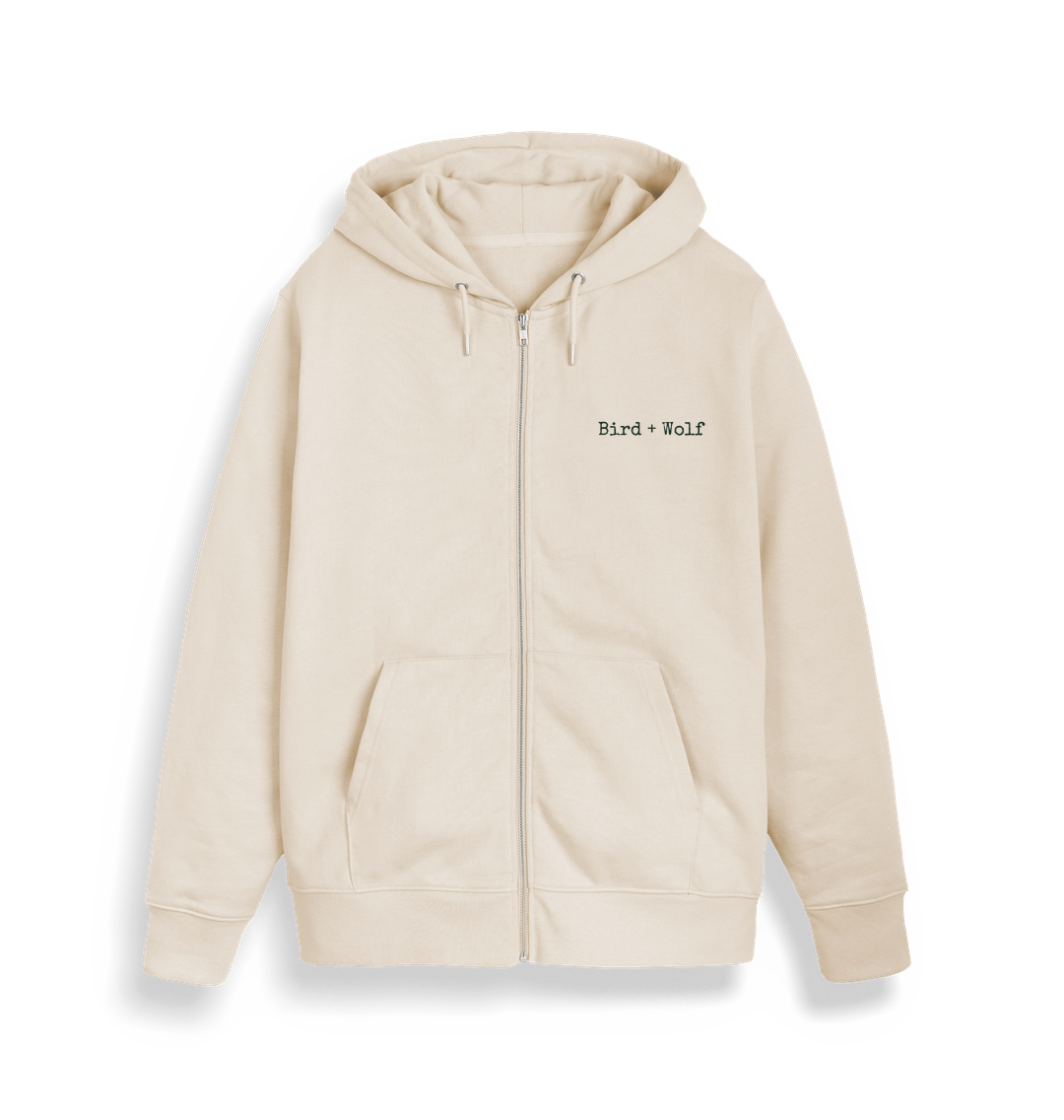 Natural Raw Bird + Wolf Full Zip Hoodie (Cream)