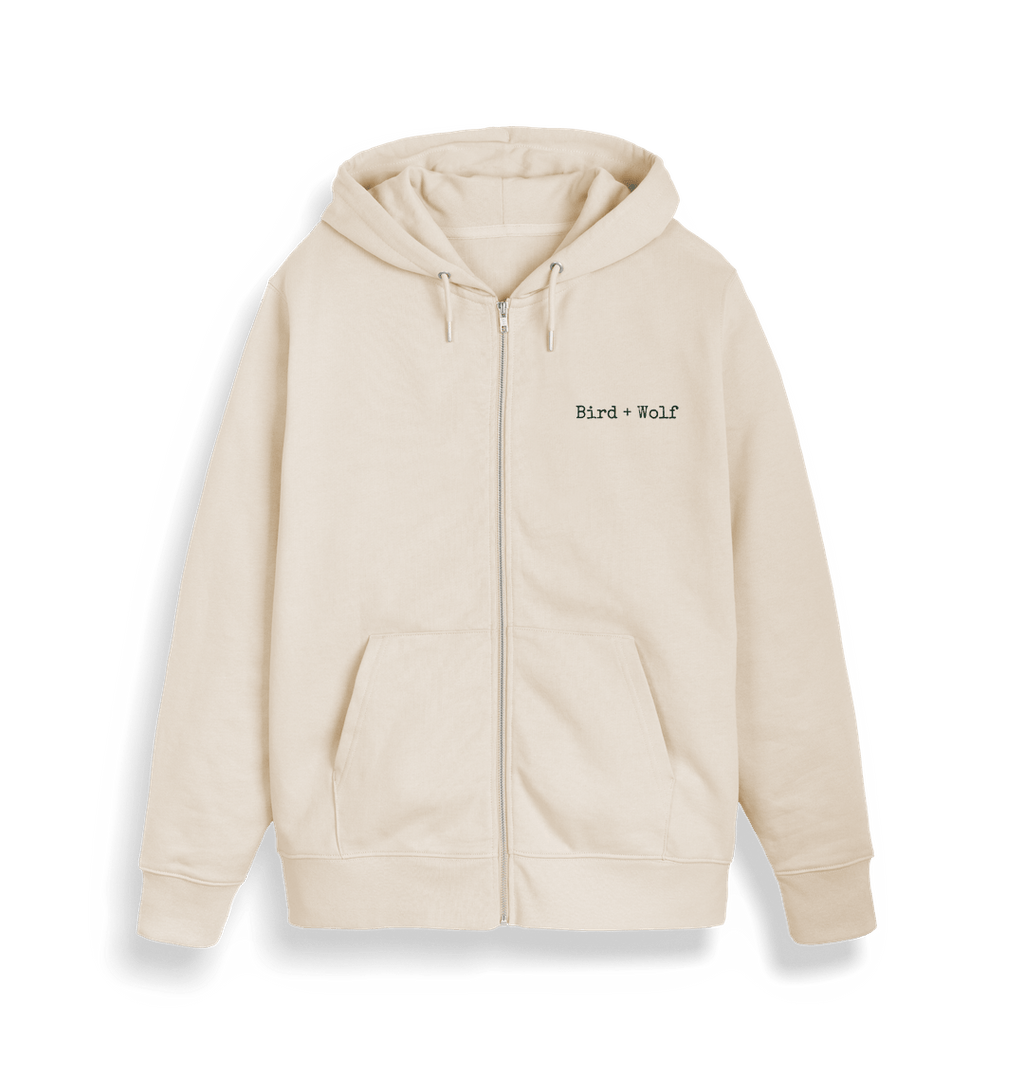 Natural Raw Bird + Wolf Full Zip Hoodie (Cream)