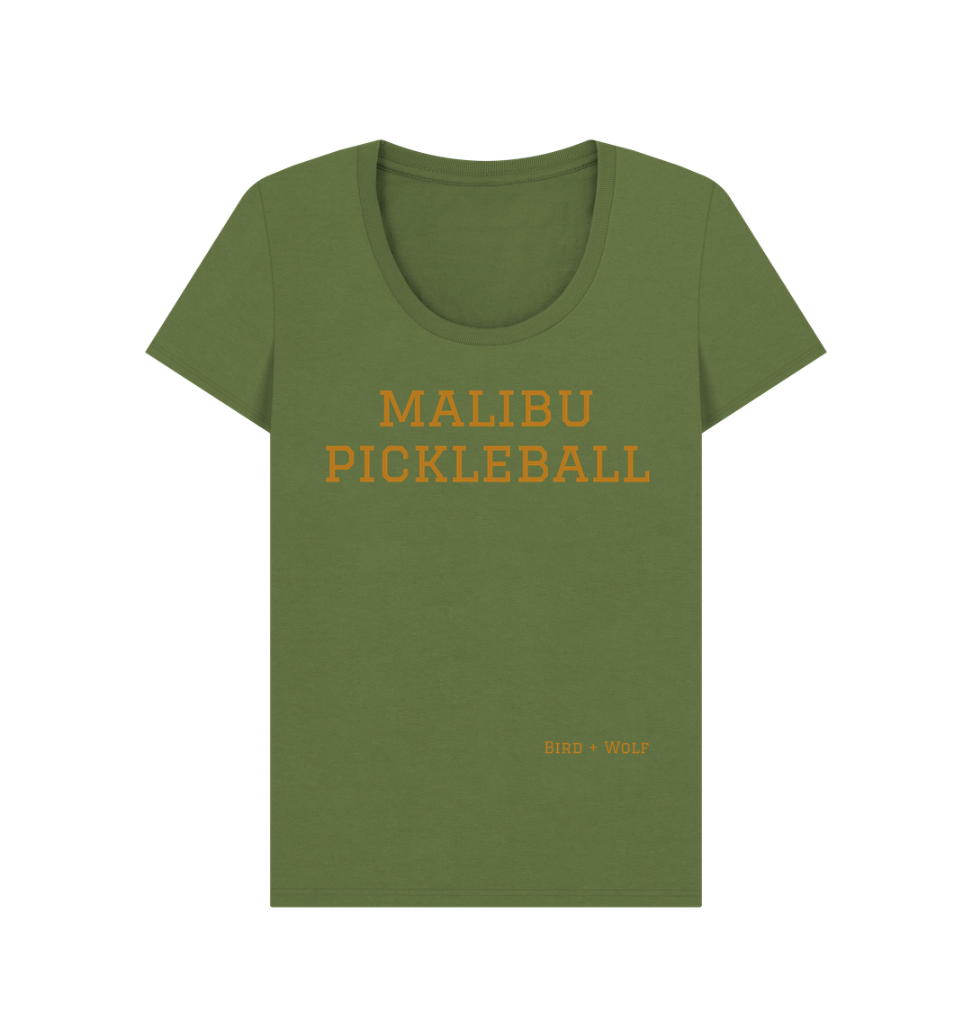 Khaki Malibu Pickleball Scoop Neck Tee