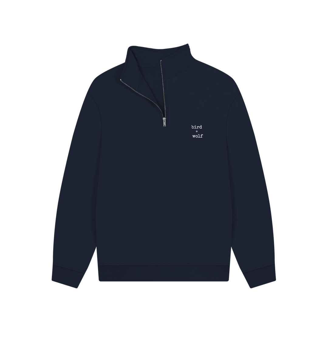 Navy Bird + Wolf Quarter Zip Cosy Sweatshirt (GENDER NEUTRAL)