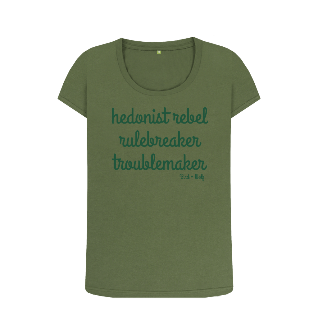 Khaki Hedonist Rebel Scoop Neck Tee