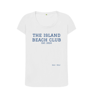 White The Island Beach Club Scoop Neck Tee