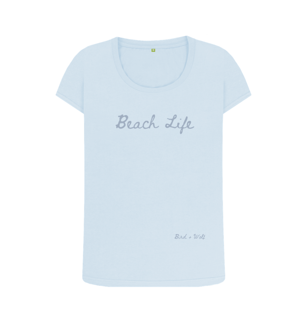 Sky Blue Beach Life Scoop Neck Tee